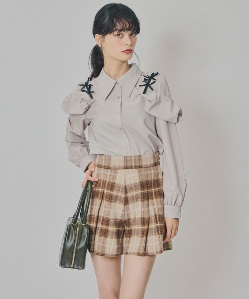 REDYAZEL（レディアゼル）の「チェックタックショートパンツ（その他パンツ・レディース・キャメル/ボルドー/グレー・SMALL/MEDIUM）」の19枚目の写真