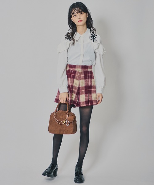 REDYAZEL（レディアゼル）の「チェックタックショートパンツ（その他パンツ・レディース・キャメル/ボルドー/グレー・SMALL/MEDIUM）」の10枚目の写真