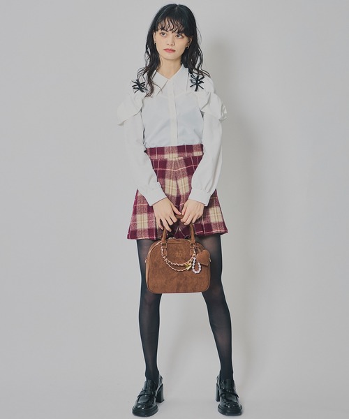 REDYAZEL（レディアゼル）の「チェックタックショートパンツ（その他パンツ・レディース・キャメル/ボルドー/グレー・SMALL/MEDIUM）」の11枚目の写真