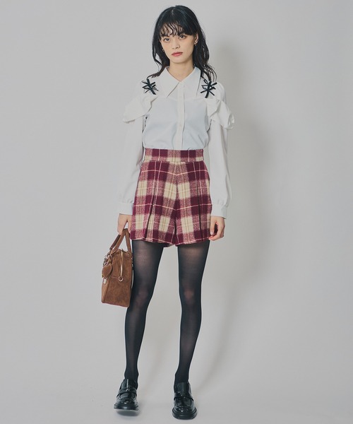REDYAZEL（レディアゼル）の「チェックタックショートパンツ（その他パンツ・レディース・キャメル/ボルドー/グレー・SMALL/MEDIUM）」の12枚目の写真
