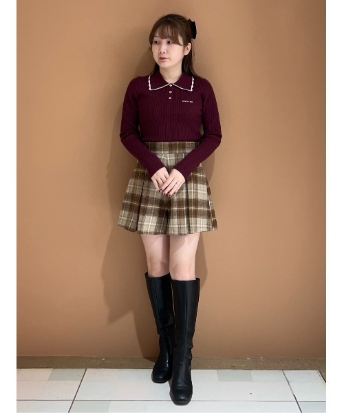 REDYAZEL（レディアゼル）の「チェックタックショートパンツ（その他パンツ・レディース・キャメル/ボルドー/グレー・SMALL/MEDIUM）」の8枚目の写真