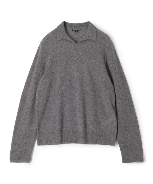 JAMES PERSE(ジェームスパース)の「ソフトフェザーウェイトカシミヤ スキッパーポロニット MOKC3715(ニット/セーター・メンズ・グレー系その他/ライトベージュ/ブラウン・2/1/3)」の1枚目の写真