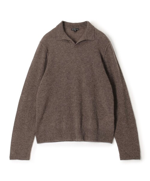 JAMES PERSE(ジェームスパース)の「ソフトフェザーウェイトカシミヤ スキッパーポロニット MOKC3715(ニット/セーター・メンズ・グレー系その他/ライトベージュ/ブラウン・2/1/3)」の2枚目の写真