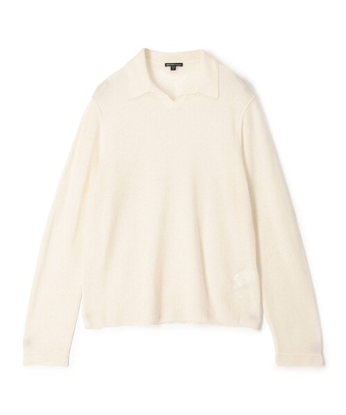 JAMES PERSE(ジェームスパース)の「ソフトフェザーウェイトカシミヤ スキッパーポロニット MOKC3715(ニット/セーター・メンズ・グレー系その他/ライトベージュ/ブラウン・2/1/3)」の3枚目の写真