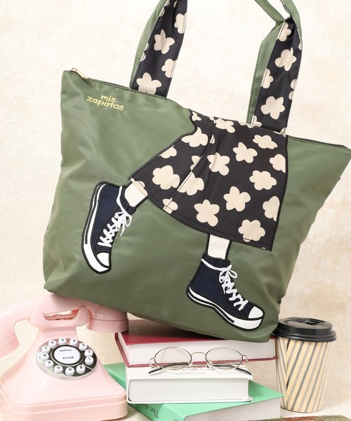mis zapatos（ミス　サパト）の「MIS ZAPATOS TOTE トートバッグ（トートバッグ・レディース・カーキ/ネイビー・FREE）」の2枚目の写真