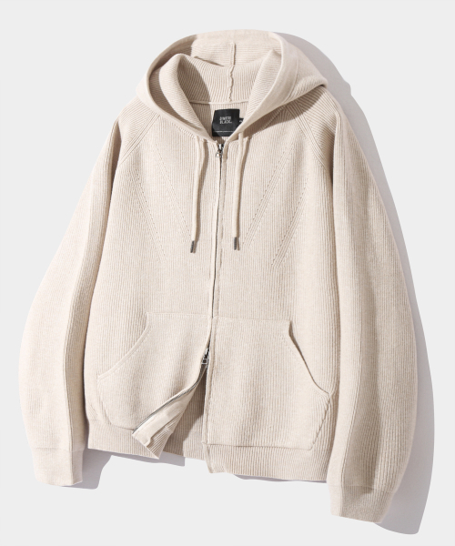 2WAY Hebie white hachi knit fold zip up_ortomil