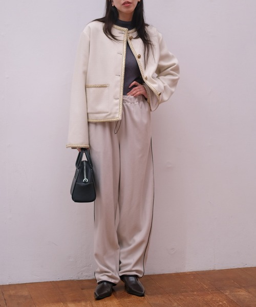 AKTE（アクテ）の「フリースラインパンツ（その他パンツ・レディース・ネイビー/グレイッシュベージュ・1/2/2T）」の5枚目の写真