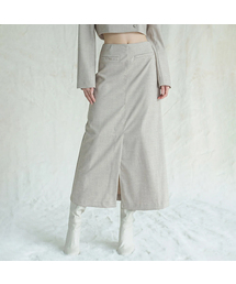 Karin Slit Maxi Long Skirt BEIGE