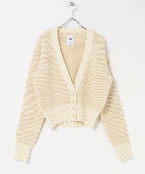 SEAGREEN(シーグリーン)の「SEAGREEN WOOL WASHI KNIT CARDIGAN(カーディガン/ボレロ・レディース・ブラウン/アイボリー・FREE)」の7枚目の写真