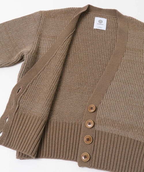 SEAGREEN(シーグリーン)の「SEAGREEN WOOL WASHI KNIT CARDIGAN(カーディガン/ボレロ・レディース・ブラウン/アイボリー・FREE)」の10枚目の写真