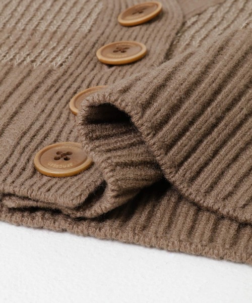 SEAGREEN(シーグリーン)の「SEAGREEN WOOL WASHI KNIT CARDIGAN(カーディガン/ボレロ・レディース・ブラウン/アイボリー・FREE)」の3枚目の写真