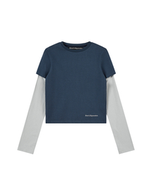 LAYERED SLEEVE TOP - BLUE