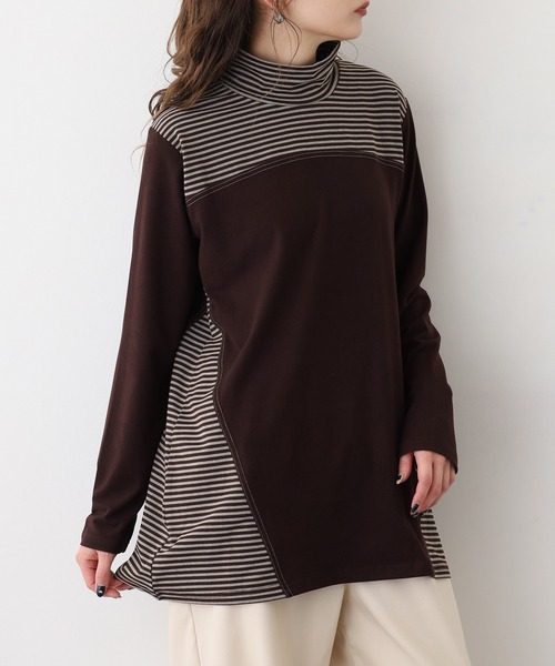BRODIAEA(ブローディア)の「BRODIAEA ピーチ起毛×ボーダープルオーバー(Tシャツ/カットソー・レディース・ブラック/グリーン/ネイビー/ブラウン・40)」の10枚目の写真