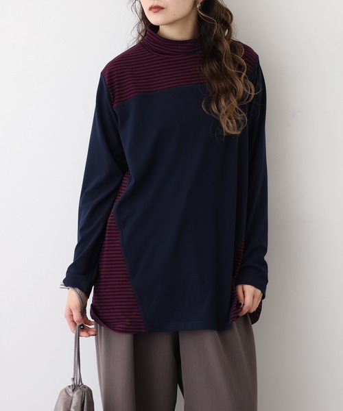 BRODIAEA(ブローディア)の「BRODIAEA ピーチ起毛×ボーダープルオーバー(Tシャツ/カットソー・レディース・ブラック/グリーン/ネイビー/ブラウン・40)」の15枚目の写真