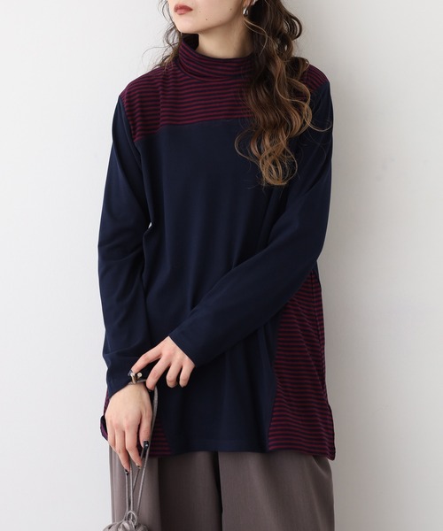 BRODIAEA(ブローディア)の「BRODIAEA ピーチ起毛×ボーダープルオーバー(Tシャツ/カットソー・レディース・ブラック/グリーン/ネイビー/ブラウン・40)」の16枚目の写真