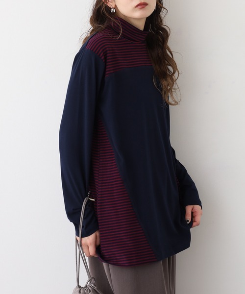BRODIAEA(ブローディア)の「BRODIAEA ピーチ起毛×ボーダープルオーバー(Tシャツ/カットソー・レディース・ブラック/グリーン/ネイビー/ブラウン・40)」の17枚目の写真