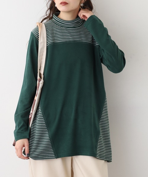BRODIAEA(ブローディア)の「BRODIAEA ピーチ起毛×ボーダープルオーバー(Tシャツ/カットソー・レディース・ブラック/グリーン/ネイビー/ブラウン・40)」の11枚目の写真