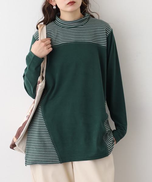 BRODIAEA(ブローディア)の「BRODIAEA ピーチ起毛×ボーダープルオーバー(Tシャツ/カットソー・レディース・ブラック/グリーン/ネイビー/ブラウン・40)」の13枚目の写真