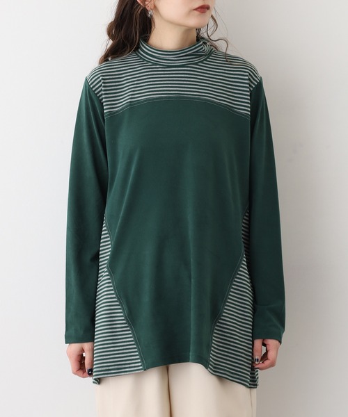 BRODIAEA(ブローディア)の「BRODIAEA ピーチ起毛×ボーダープルオーバー(Tシャツ/カットソー・レディース・ブラック/グリーン/ネイビー/ブラウン・40)」の18枚目の写真