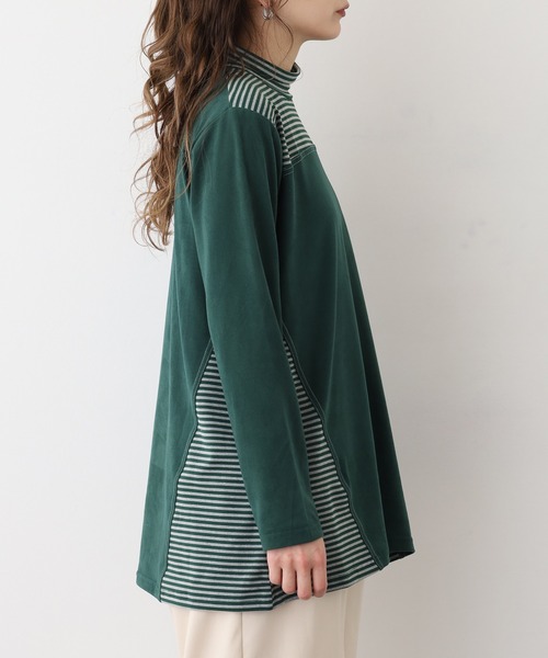 BRODIAEA(ブローディア)の「BRODIAEA ピーチ起毛×ボーダープルオーバー(Tシャツ/カットソー・レディース・ブラック/グリーン/ネイビー/ブラウン・40)」の19枚目の写真