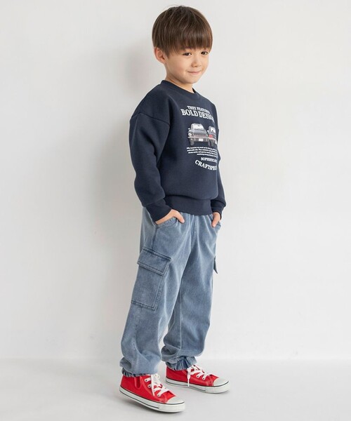 BRANSHES(ブランシェス)の「【あったか/デニム】裏起毛やわらかカーゴパンツ(カーゴパンツ・キッズ・ブルー/グレー・100/110/130/120/140/150/90/80)」の5枚目の写真