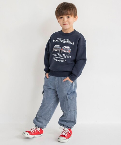 BRANSHES(ブランシェス)の「【あったか/デニム】裏起毛やわらかカーゴパンツ(カーゴパンツ・キッズ・ブルー/グレー・100/110/130/120/140/150/90/80)」の6枚目の写真