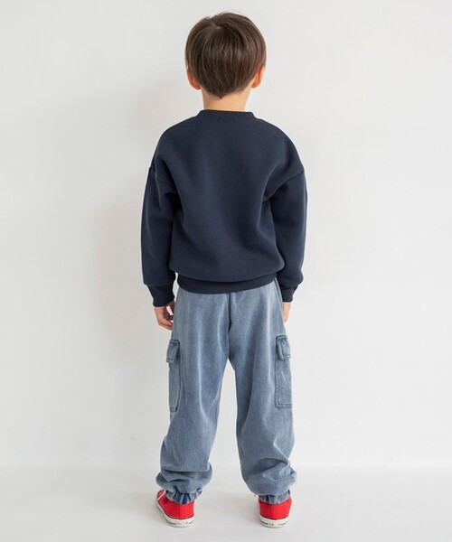 BRANSHES(ブランシェス)の「【あったか/デニム】裏起毛やわらかカーゴパンツ(カーゴパンツ・キッズ・ブルー/グレー・100/110/130/120/140/150/90/80)」の7枚目の写真