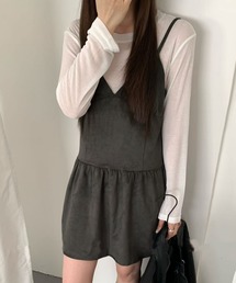 フェイクスエードキャミソールミニワンピース