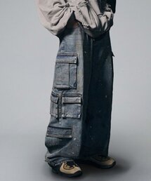 NOT4NERD(�m�b�g�t�H�[�i�[�h)��Dirty Wash Multi Cargo Denim Pants - Deep Blue(�f�j���p���c)
