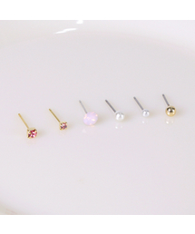 DIEUAMOUR（ディユーアモール）の「[12PACK] Daily Cubic Pearl (Pink) Layered Earring Set（ピアス（両耳用））」