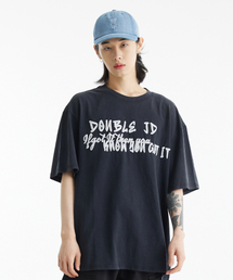 DOUBLE JD（ダブルジェイディー）の「サークルレタリング半袖Tシャツ(ブラック)（Tシャツ/カットソー）」
