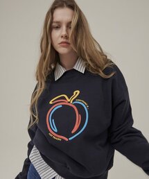 ピーチエンボスプリントスウェットシャツ[ネイビー]