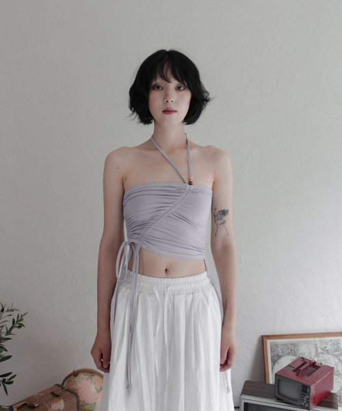 RUBATI（ルバティ）の「シャーリングストラップチューブトップ_ダブグレー（Tシャツ/カットソー・レディース・その他・size2/size1）」の4枚目の写真