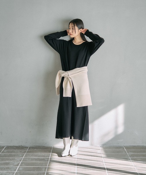 LEPSIM(レプシィム)の「14ゲージ2WAYロングワンピース 632261(ワンピース・レディース・ブラック/ベージュ・FREE)」の15枚目の写真