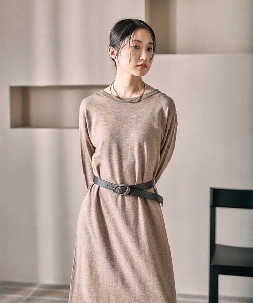 LEPSIM(レプシィム)の「14ゲージ2WAYロングワンピース 632261(ワンピース・レディース・ブラック/ベージュ・FREE)」の7枚目の写真