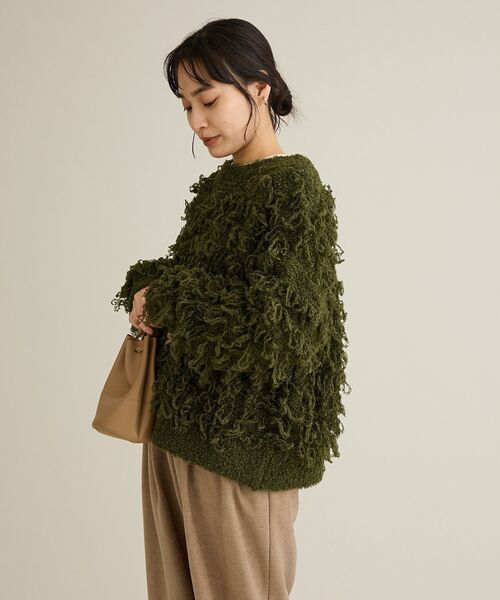 CRAFT STANDARD BOUTIQUE(クラフトスタンダードブティック)の「ループ編みニットプルオーバー<ホームケア可能>(ニット/セーター・レディース・グレー/グリーン・FREE)」の7枚目の写真