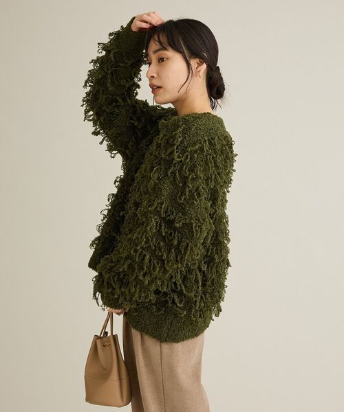 CRAFT STANDARD BOUTIQUE(クラフトスタンダードブティック)の「ループ編みニットプルオーバー<ホームケア可能>(ニット/セーター・レディース・グレー/グリーン・FREE)」の6枚目の写真