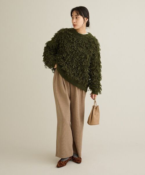 CRAFT STANDARD BOUTIQUE(クラフトスタンダードブティック)の「ループ編みニットプルオーバー<ホームケア可能>(ニット/セーター・レディース・グレー/グリーン・FREE)」の4枚目の写真