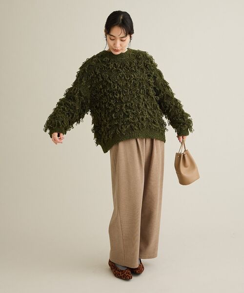 CRAFT STANDARD BOUTIQUE(クラフトスタンダードブティック)の「ループ編みニットプルオーバー<ホームケア可能>(ニット/セーター・レディース・グレー/グリーン・FREE)」の3枚目の写真