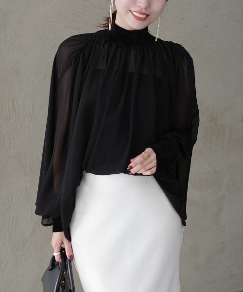 ジョーゼットフレアブラウス（シャツ/ブラウス）｜anuans（ア