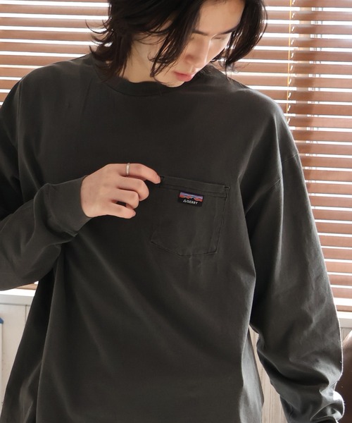 GERRY(ジェリー)の「【GERRY/ジェリー】ピグメント胸ポケット ロングスリーブTシャツ(Tシャツ/カットソー・メンズ・グリーン/ベージュ/ネイビー/ブラック・L/LL/M)」の2枚目の写真