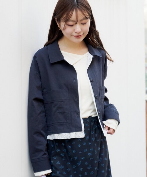 Kastane（カスタネ）の「【SETUP対応】レイヤードショートシャツジャケット（その他アウター・レディース・ベージュ系その他/ネイビー/ダークブルー/ベージュ・FREE）」の4枚目の写真