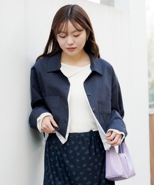 Kastane（カスタネ）の「【SETUP対応】レイヤードショートシャツジャケット（その他アウター・レディース・ベージュ系その他/ネイビー/ダークブルー/ベージュ・FREE）」の6枚目の写真