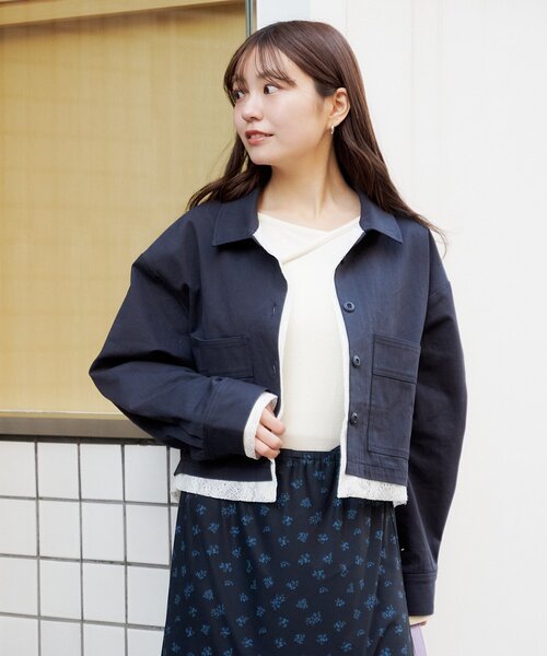 Kastane（カスタネ）の「【SETUP対応】レイヤードショートシャツジャケット（その他アウター・レディース・ベージュ系その他/ネイビー/ダークブルー/ベージュ・FREE）」の7枚目の写真