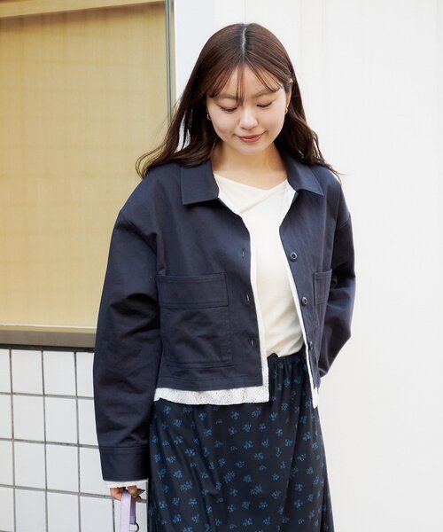 Kastane（カスタネ）の「【SETUP対応】レイヤードショートシャツジャケット（その他アウター・レディース・ベージュ系その他/ネイビー/ダークブルー/ベージュ・FREE）」の9枚目の写真