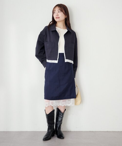 Kastane（カスタネ）の「【SETUP対応】レイヤードショートシャツジャケット（その他アウター・レディース・ベージュ系その他/ネイビー/ダークブルー/ベージュ・FREE）」の14枚目の写真