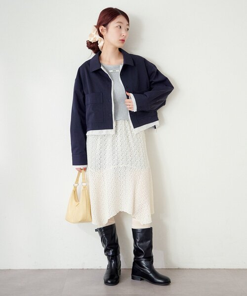 Kastane（カスタネ）の「【SETUP対応】レイヤードショートシャツジャケット（その他アウター・レディース・ベージュ系その他/ネイビー/ダークブルー/ベージュ・FREE）」の16枚目の写真