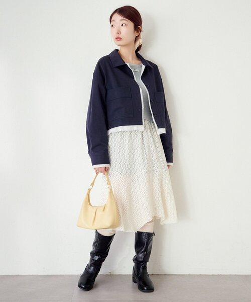 Kastane（カスタネ）の「【SETUP対応】レイヤードショートシャツジャケット（その他アウター・レディース・ベージュ系その他/ネイビー/ダークブルー/ベージュ・FREE）」の17枚目の写真