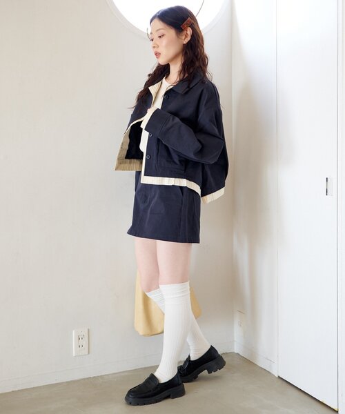 Kastane(カスタネ)の「【SETUP対応】レイヤードショートシャツジャケット(その他アウター・レディース・ベージュ系その他/ネイビー/ダークブルー/ベージュ・FREE)」の18枚目の写真