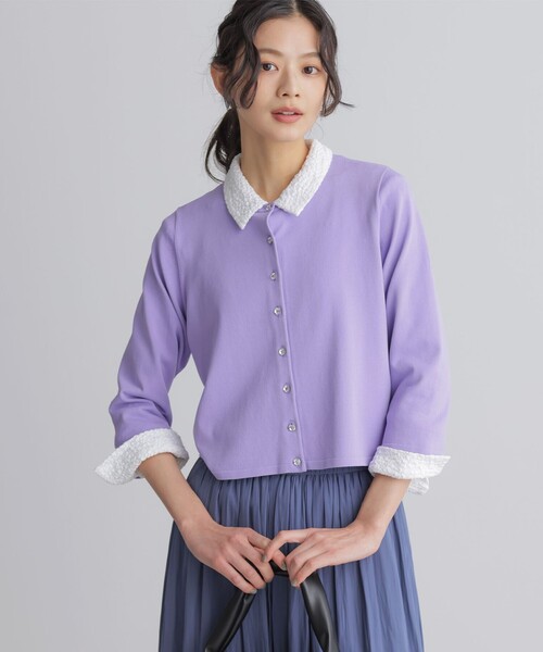 組曲(クミキョク)の「フラワーチュールブラウスライク カットソー(シャツ/ブラウス・レディース・ブラック系/アイボリー系・2)」の4枚目の写真